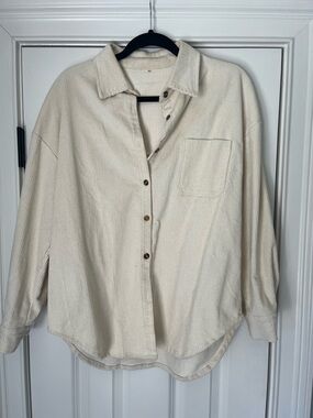 Cream Corduroy Button-Up Shirt